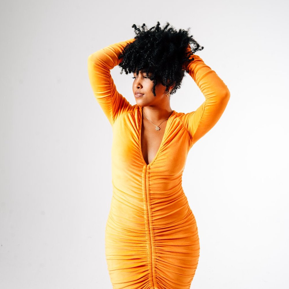 SOLD OUT! Velvet Mini Dress (Orange)